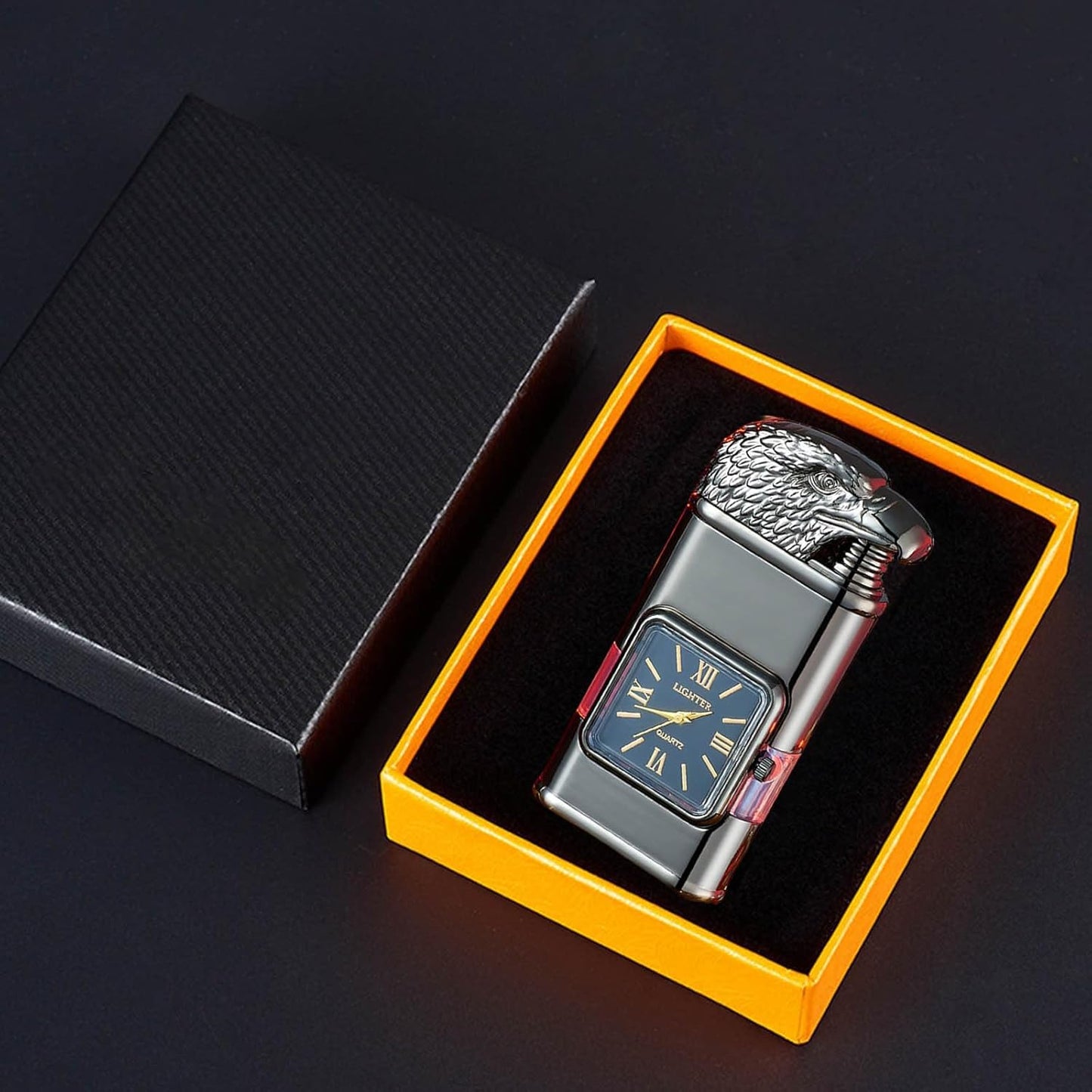 Windproof Lighter with Vintage Watch Bezel and Jet Flame Torch