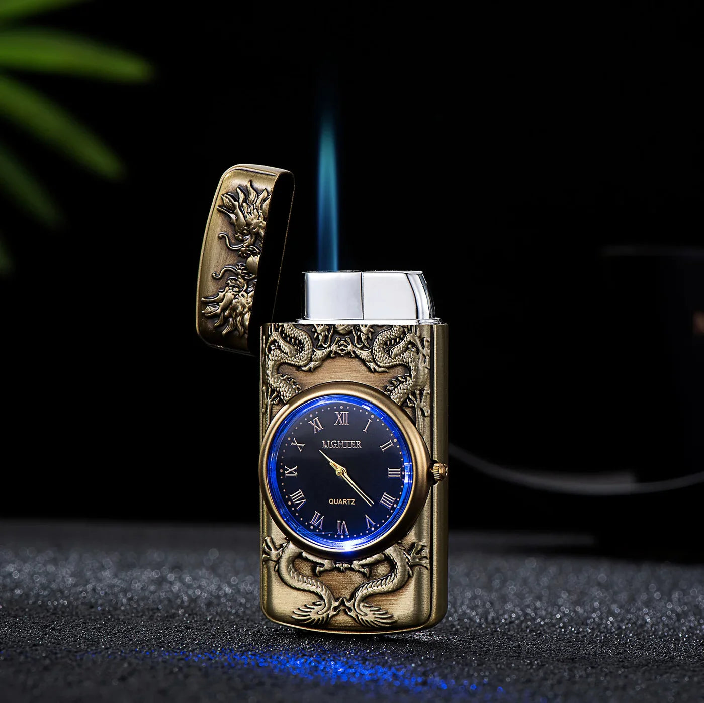 Watch Cigarette Ignition Torch Arc Clock Lighter With LED Flashlight