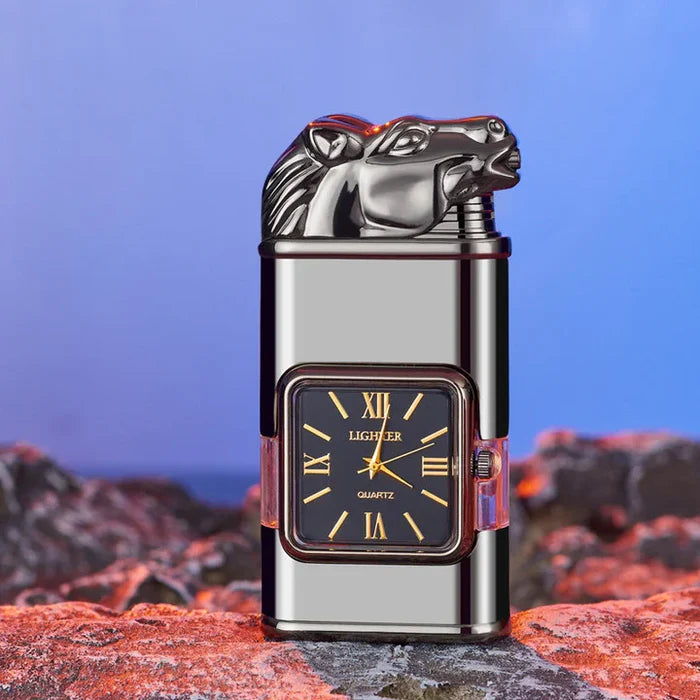 Windproof Lighter with Vintage Watch Bezel and Jet Flame Torch