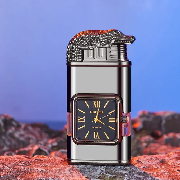 Windproof Lighter with Vintage Watch Bezel and Jet Flame Torch