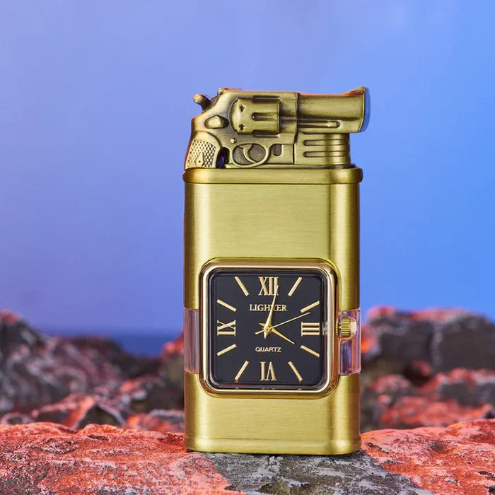 Windproof Lighter with Vintage Watch Bezel and Jet Flame Torch