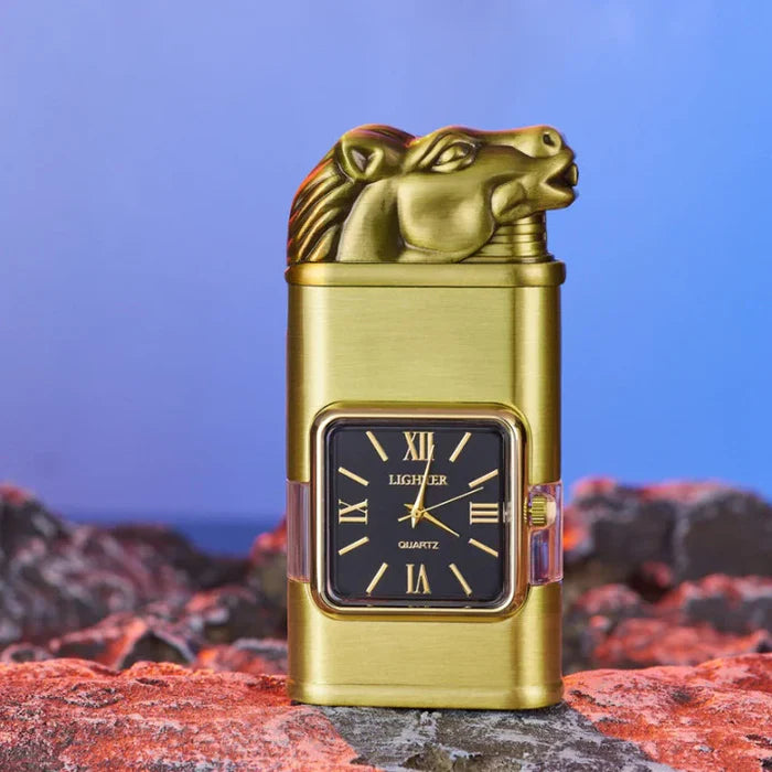 Windproof Lighter with Vintage Watch Bezel and Jet Flame Torch