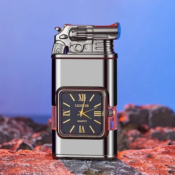 Windproof Lighter with Vintage Watch Bezel and Jet Flame Torch